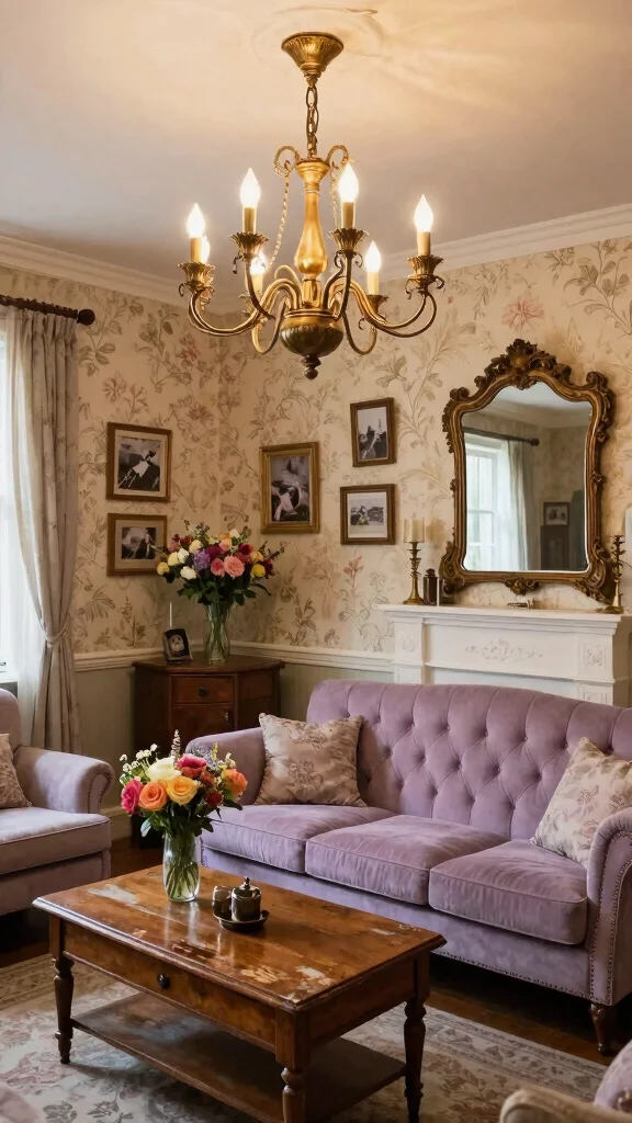 10 8-Light Chandelier Living Room Ideas for a Glamorous Overhead Statement - 4. Vintage Glam with a Touch of History 1