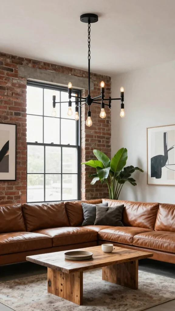10 8-Light Chandelier Living Room Ideas for a Glamorous Overhead Statement - 5. Industrial Edge with Modern Elegance 1