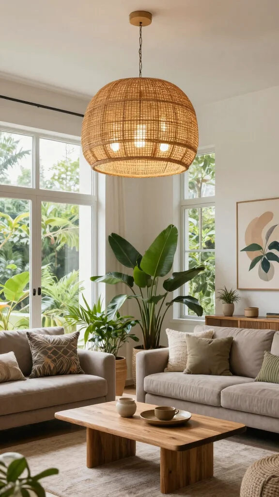10 8-Light Chandelier Living Room Ideas for a Glamorous Overhead Statement - 8. Nature-Inspired with Organic Elements 1