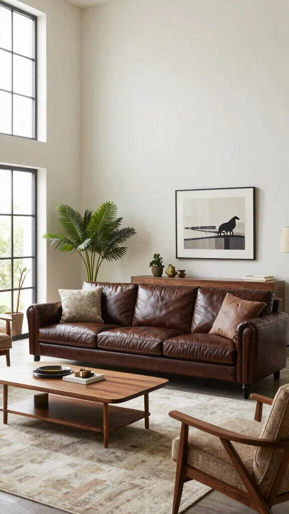 11 7-Seater Sofa Set Ideas for Large Living Rooms and Open-Plan Spaces - 5. The Luxurious Leather Paradise 1