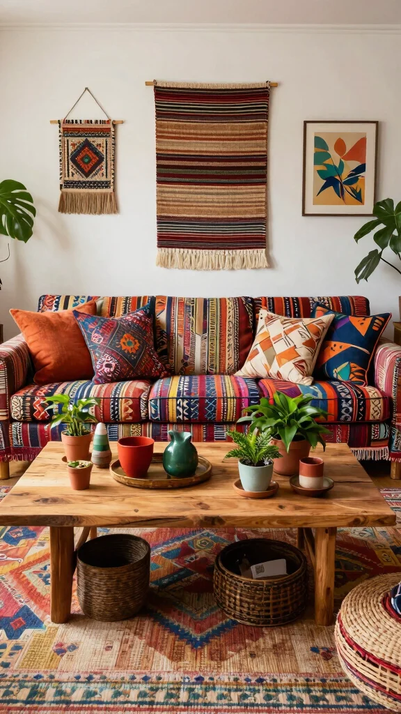 11 7-Seater Sofa Set Ideas for Large Living Rooms and Open-Plan Spaces - 6. The Bohemian-Inspired Sofa Set 1