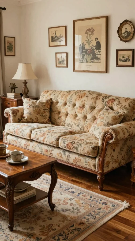 11 7-Seater Sofa Set Ideas for Large Living Rooms and Open-Plan Spaces - 8. The Cozy Vintage-Inspired Sofa 1