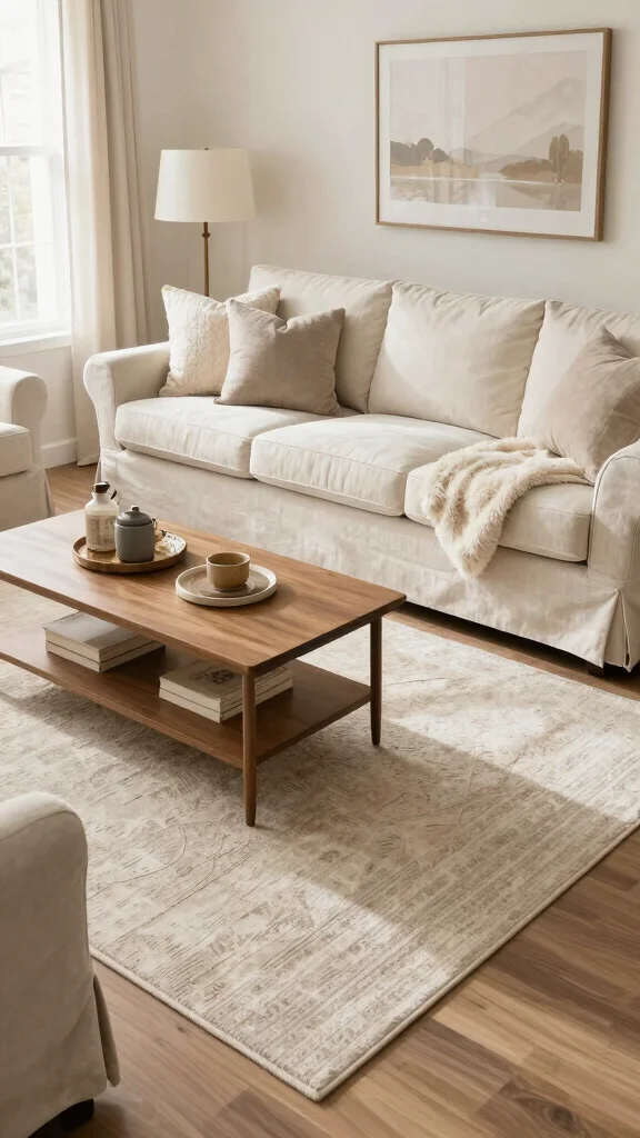 11 8x10 Rug Living Room Placement Ideas for a Well-Proportioned Space - 5. Pair with Slipcovers for a Cozy Look 1