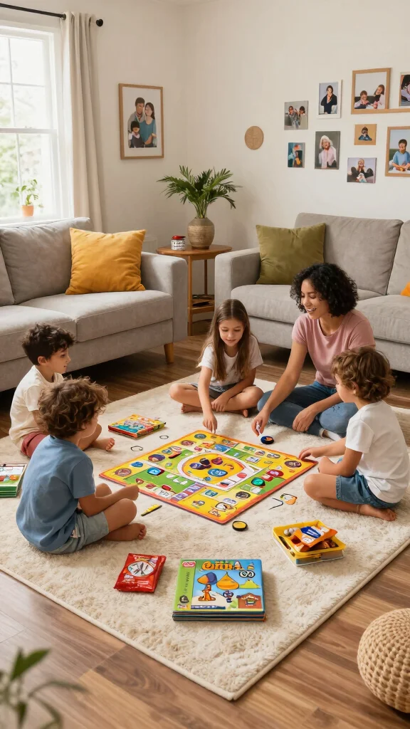 11 8x10 Rug Living Room Placement Ideas for a Well-Proportioned Space - 6. Create a Family Game Center 1