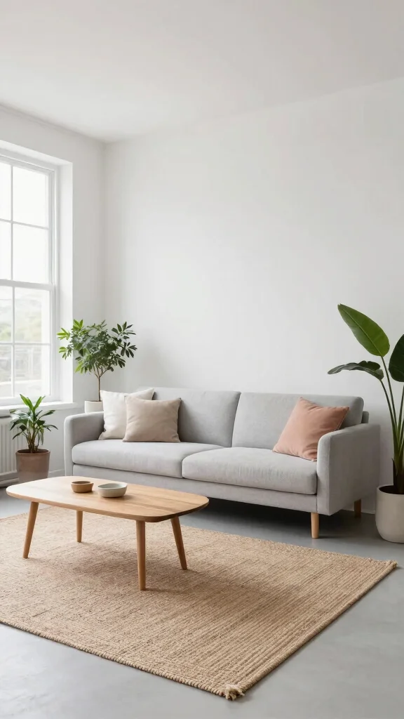 11 Jute Rug Living Room Ideas for a Natural Earthy Textured Floor - 3. Minimalist Scandinavian Design 1