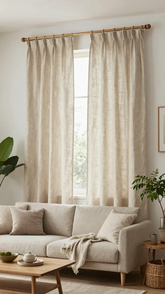11 Living Room Curtain Ideas for 4-Window Walls - 1. Organic Linen Panels 1