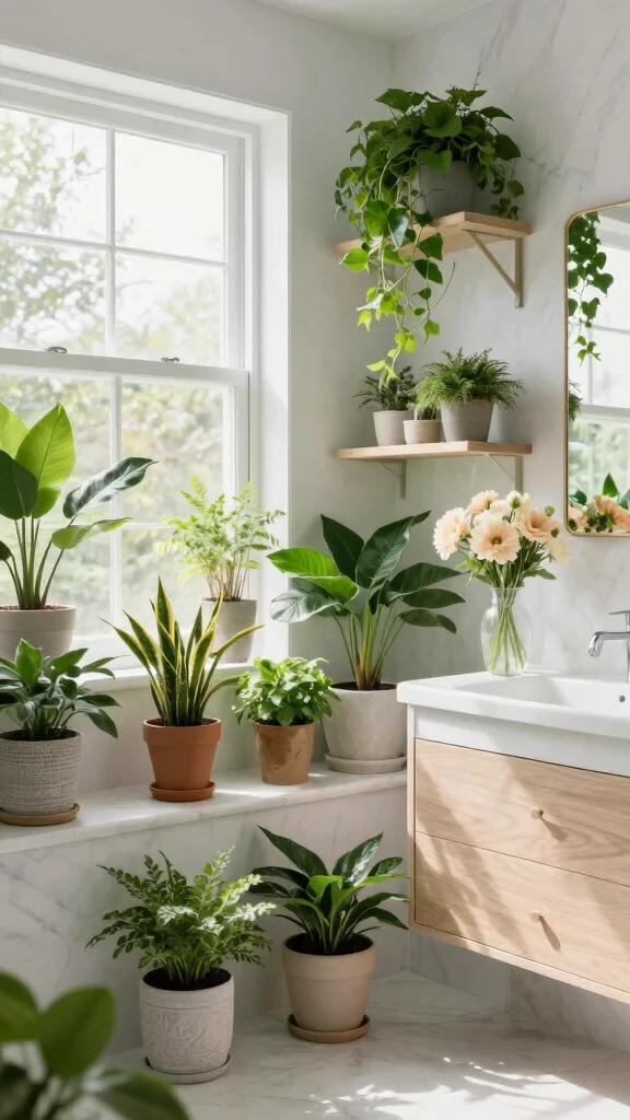 11 Old Money Bathroom Ideas for a Timeless Refined Luxurious Interior - 11. Greenery: Nature's Touch 1