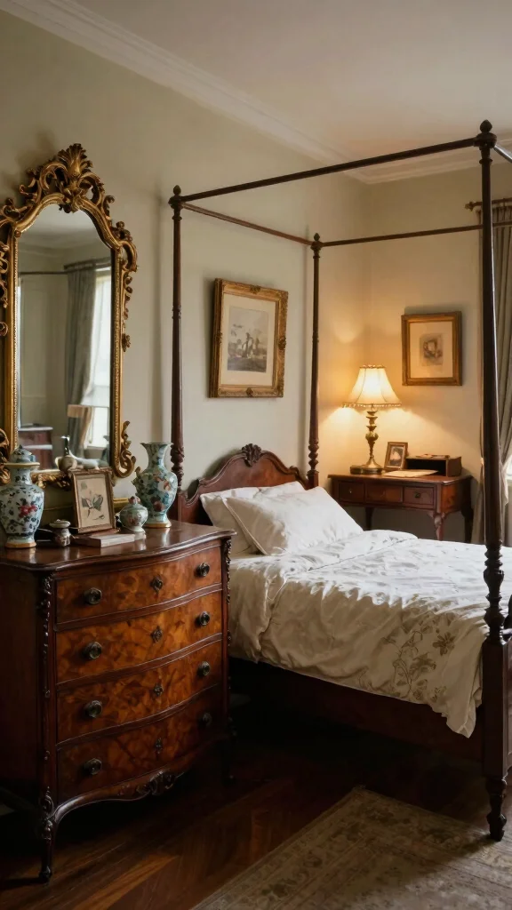 11 Old Money Bedroom Ideas for a Timeless Refined Luxurious Interior - 3. Antique Furniture 1