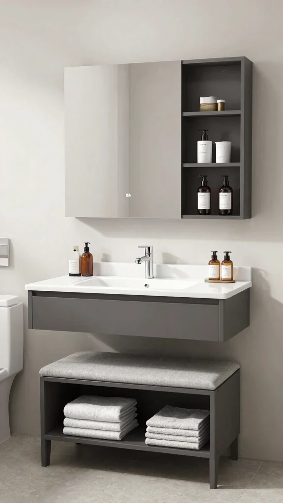 11 Rectangular Bathroom Ideas for a Functional Well-Planned Layout - 7. Use Multi-Functional Furniture 1