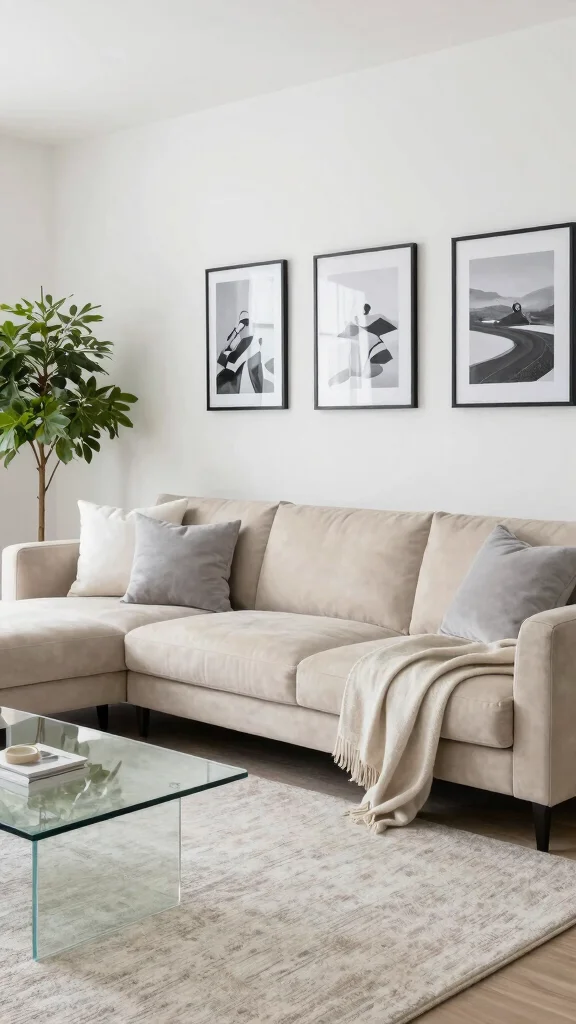 11 U-Shape Sofa Living Room Ideas for Maximum Seating and Comfort - 1. Sleek Minimalism with Neutral Tones 1