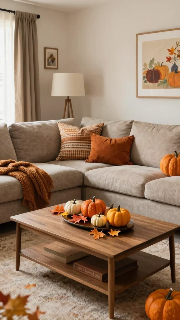 11 U-Shape Sofa Living Room Ideas for Maximum Seating and Comfort - 11. Seasonal Decor Updates 1