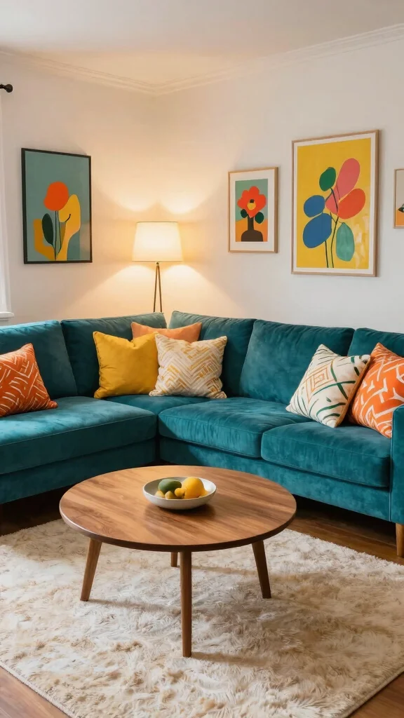 11 U-Shape Sofa Living Room Ideas for Maximum Seating and Comfort - 2. Bold Colors for a Vibrant Touch 1