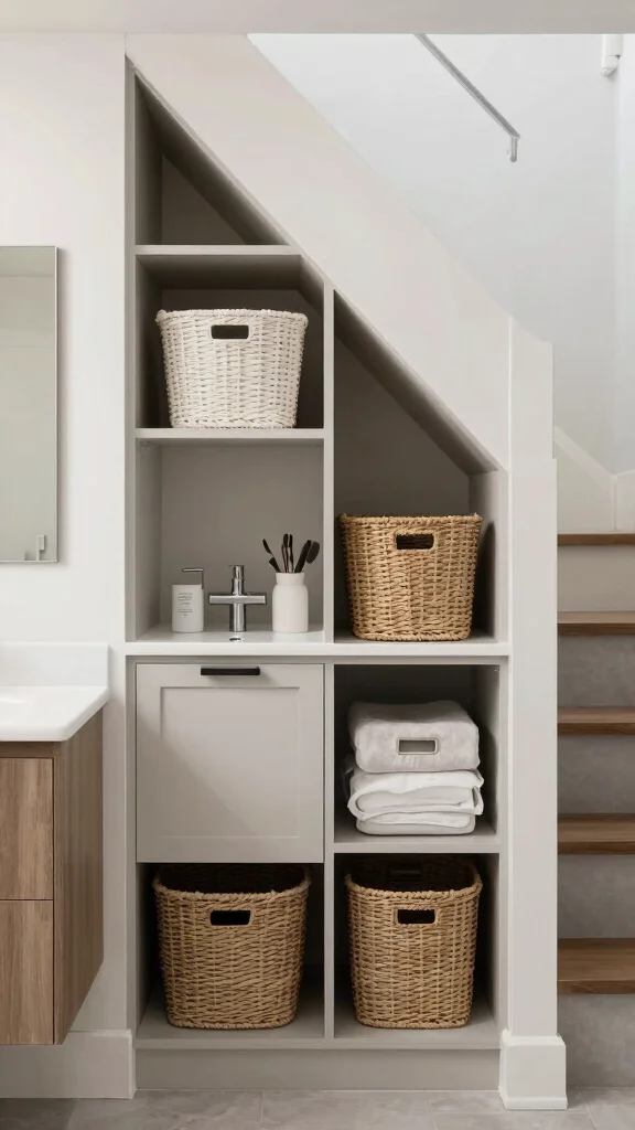 11 Under-Staircase Bathroom Ideas for a Clever Compact Space - 11. Multipurpose Under-Stairs Space 1