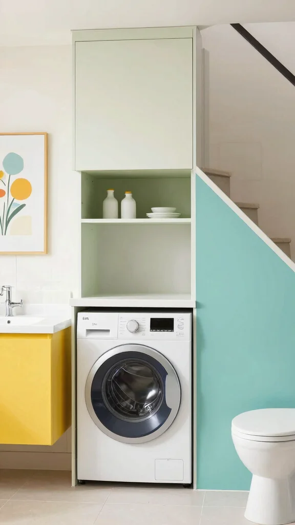 11 Under-Staircase Bathroom Ideas for a Clever Compact Space - 6. Stylish Compact Laundry-Bath Combo 1