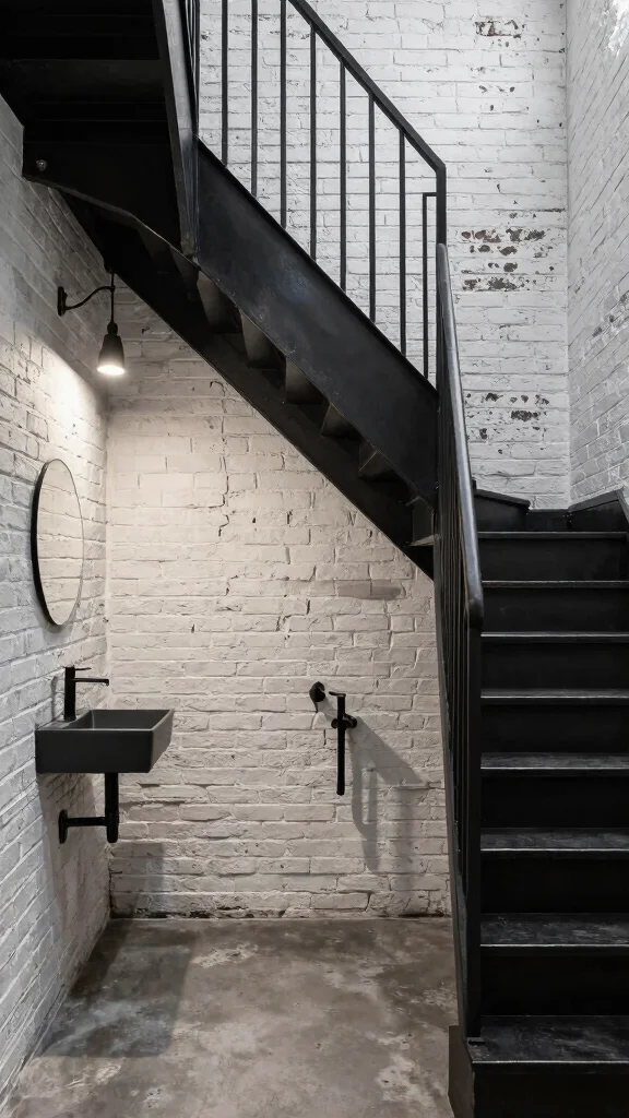 11 Under-Staircase Bathroom Ideas for a Clever Compact Space - 7. Modern Industrial Design 1