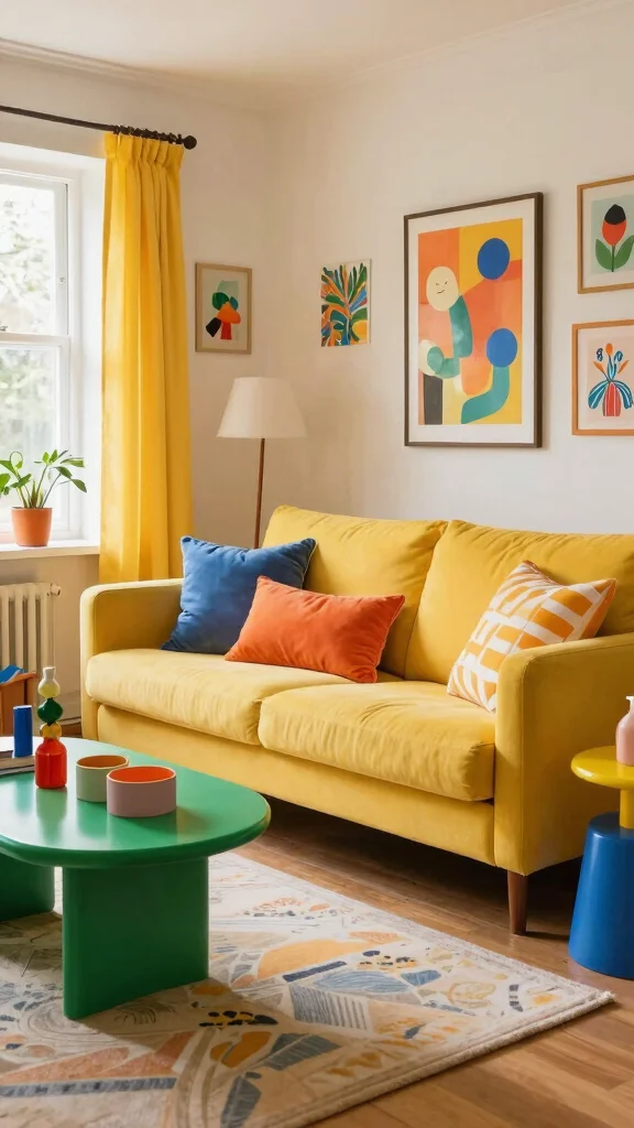 11 Yellow Couch Living Room Ideas for a Cheerful Statement-Making Space - 5. Bright Accents and Accessories 1