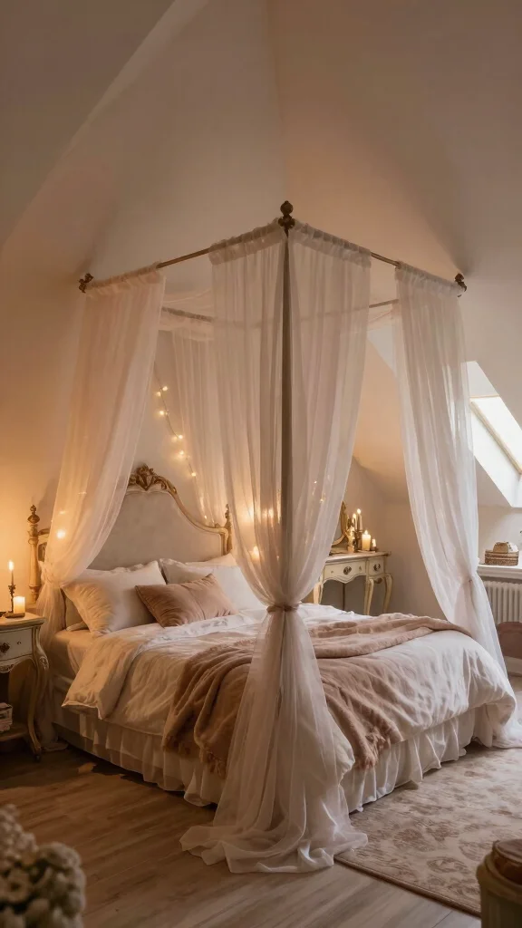 12 Attic Bedroom Ideas for a Cozy Character-Rich Sleep Space - 10. Elegant Romantic Getaway 1