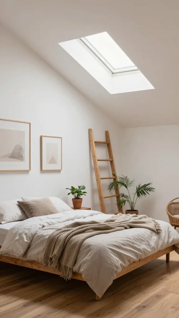 12 Attic Bedroom Ideas for a Cozy Character-Rich Sleep Space - 2. Modern Minimalism with Rustic Touches 1