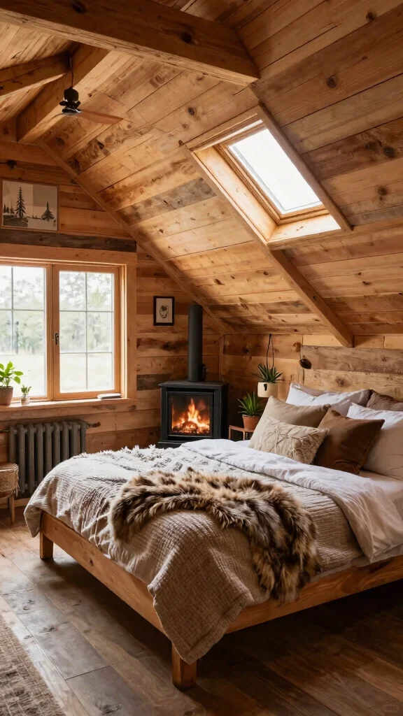12 Attic Bedroom Ideas for a Cozy Character-Rich Sleep Space - 6. Cozy Cabin Vibes 1