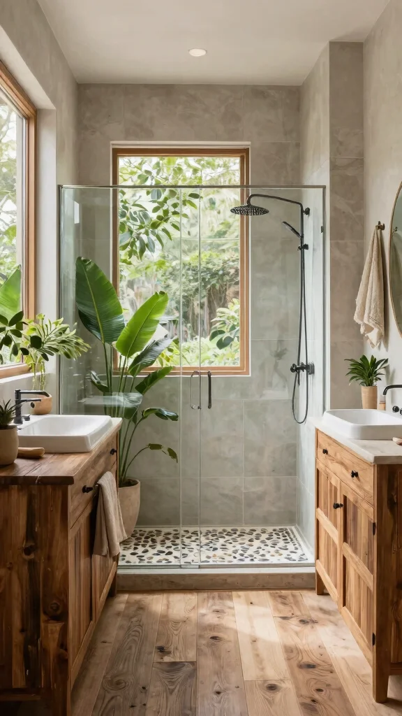 12 Bathroom Floor Plan Design Ideas for Small and Large Spaces - 6. Nature-Inspired Bathroom 1