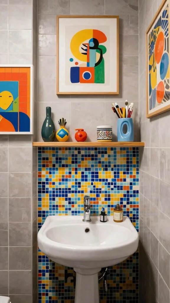 12 Bathroom Interior Design Ideas for a Polished Personal Space - 10. Artistic Touches 1