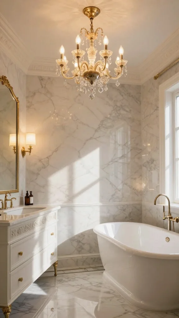 12 Bathroom Interior Design Ideas for a Polished Personal Space - 3. Statement Lighting 1