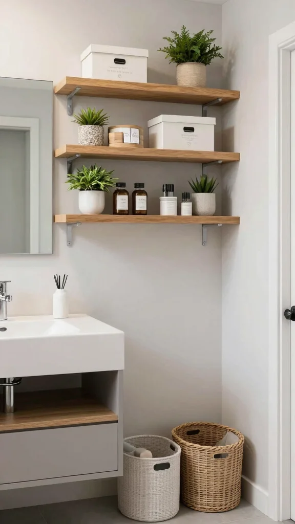 12 Bathroom Interior Design Ideas for a Polished Personal Space - 6. Creative Storage Solutions 1