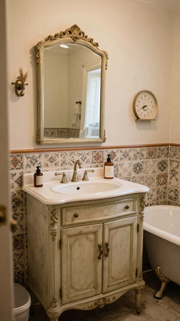 12 Bathroom Interior Design Ideas for a Polished Personal Space - 7. Vintage Charm 1