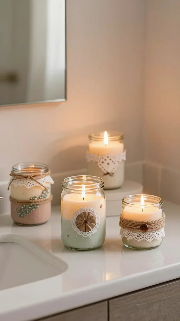 12 DIY Affordable Bathroom Ideas Anyone Can Pull Off - 10. Upcycled Candle Holders 1