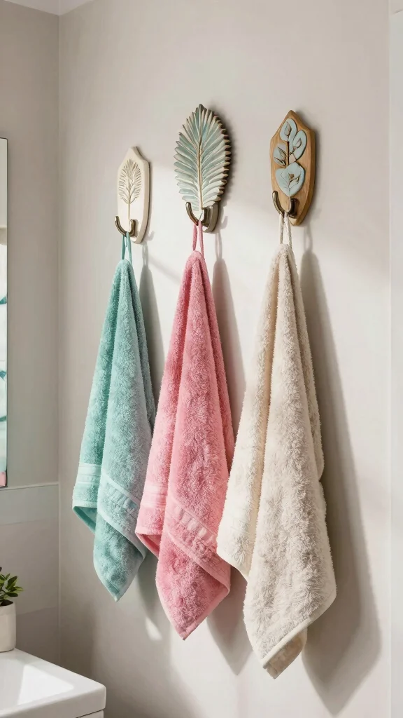 12 DIY Affordable Bathroom Ideas Anyone Can Pull Off - 11. Decorative Hooks for Towels 1
