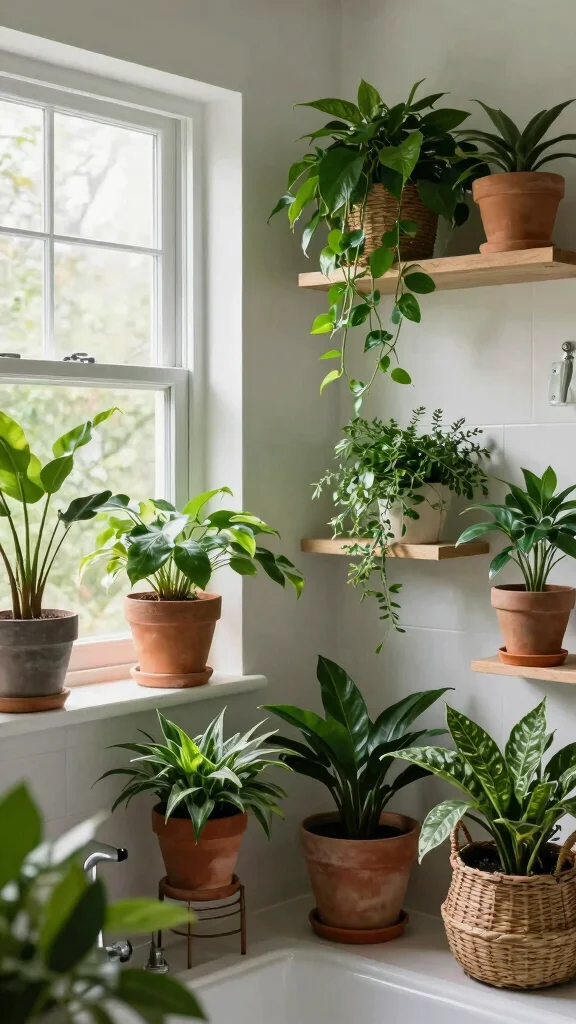 12 DIY Affordable Bathroom Ideas Anyone Can Pull Off - 12. Indoor Plants for Freshness 1