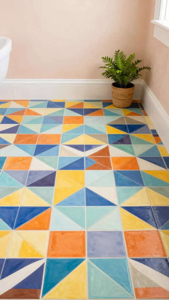 12 DIY Affordable Bathroom Ideas Anyone Can Pull Off - 3. Painted Tile Effects 1