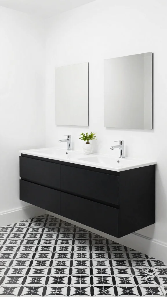 12 Double Sink Bathroom Ideas for a Shared Functional Space - 10. Black and White Contrasts 1