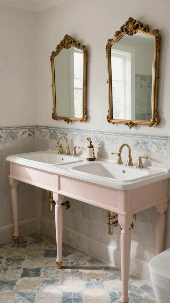 12 Double Sink Bathroom Ideas for a Shared Functional Space - 12. Vintage Inspired Double Sink Charm 1