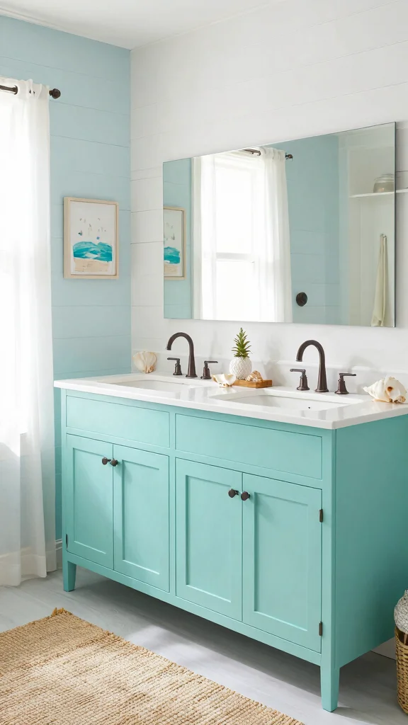 12 Double Sink Bathroom Ideas for a Shared Functional Space - 5. Bright and Airy Coastal Vibes 1