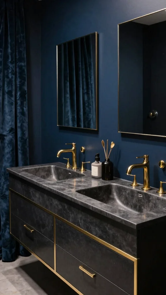 12 Double Sink Bathroom Ideas for a Shared Functional Space - 8. Bold and Dark Elegance 1