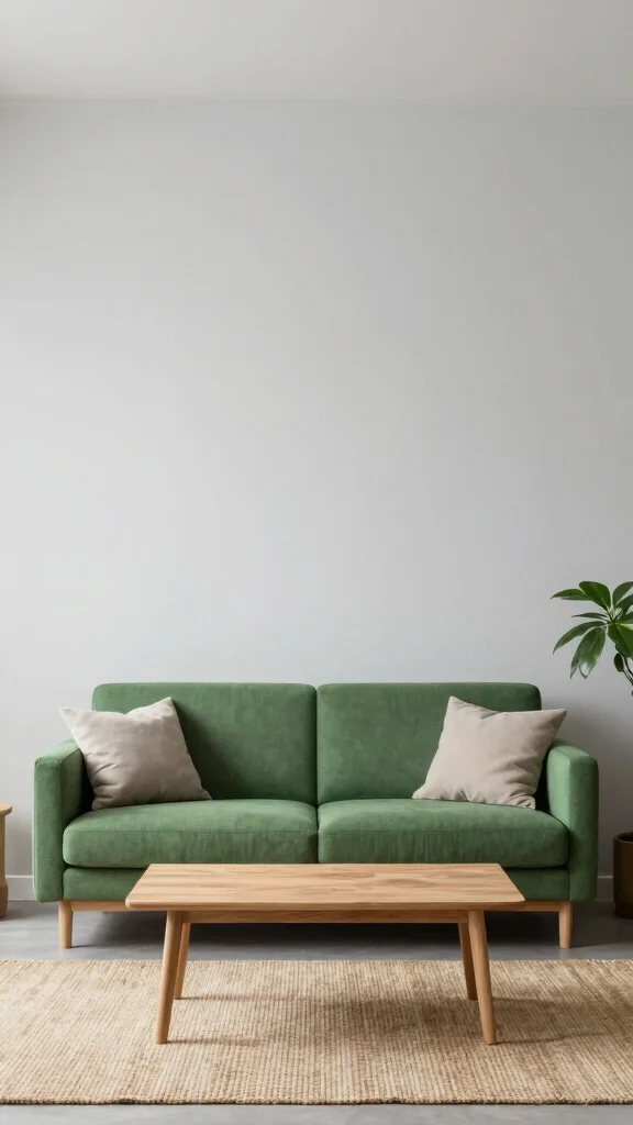 12 Green Sofa Living Room Ideas for a Fresh Bold Furniture Focal Point - 1. The Minimalist Chic Vibe 1