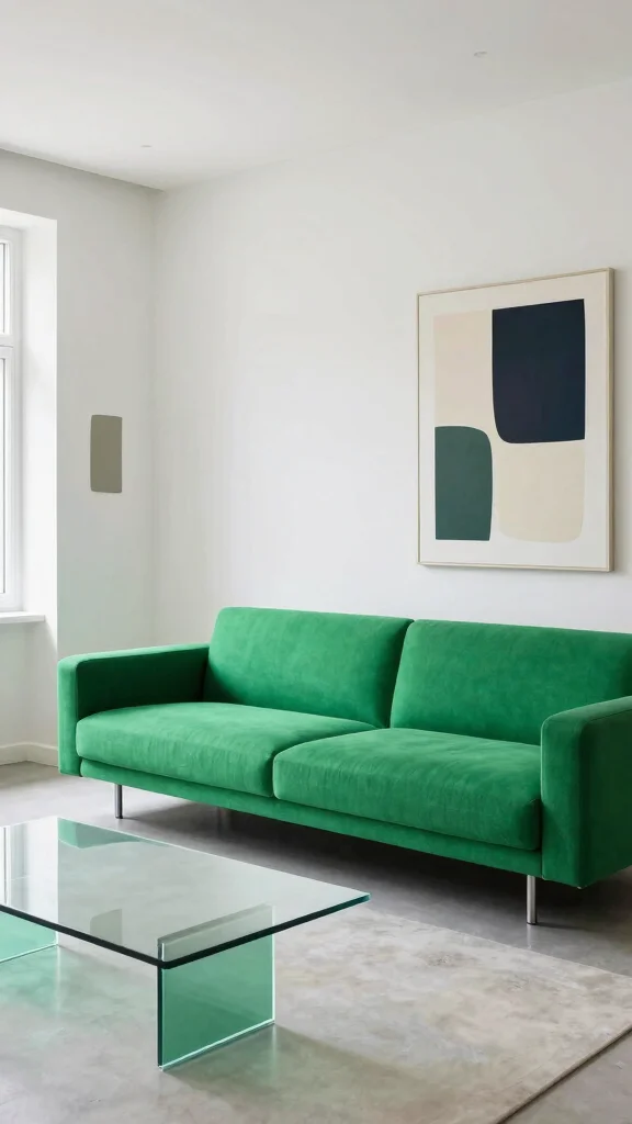 12 Green Sofa Living Room Ideas for a Fresh Bold Furniture Focal Point - 6. Contemporary Cool 1