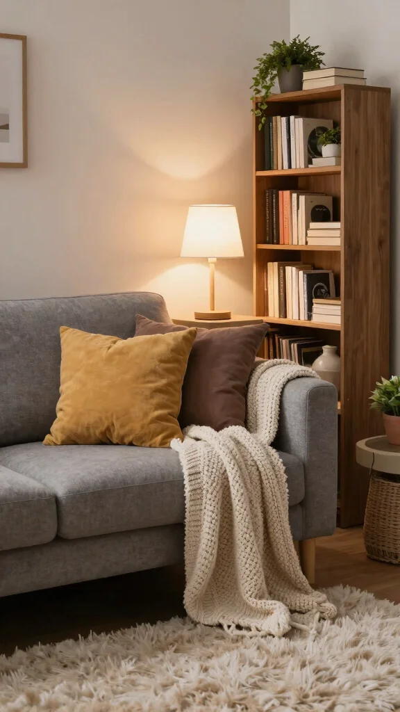 12 Grey Couch Living Room Ideas for a Versatile Polished Space - 1. Cozy Corner for Reading 1