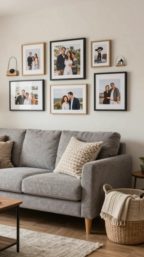 12 Grey Couch Living Room Ideas for a Versatile Polished Space - 12. Personal Touches 1