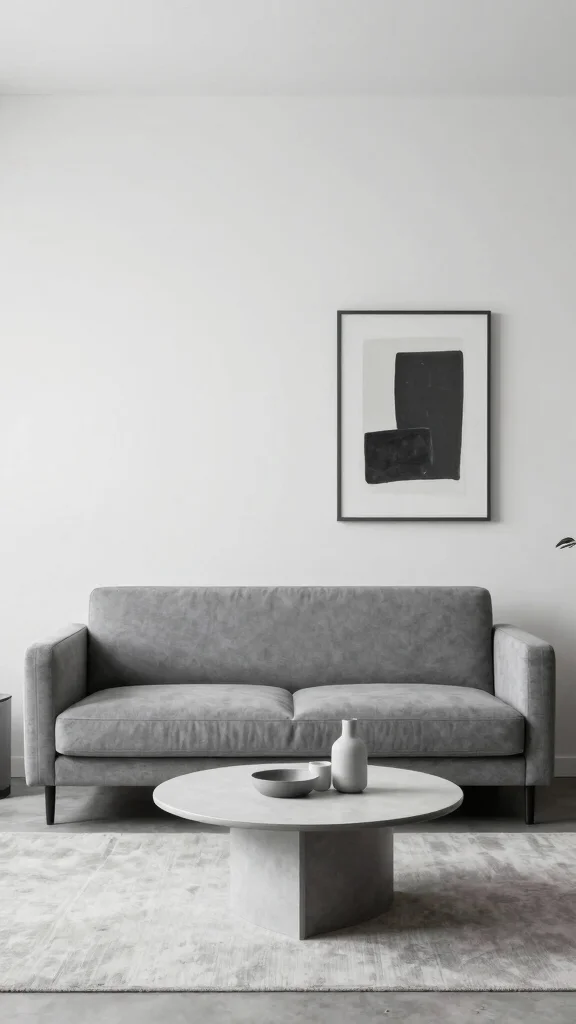 12 Grey Couch Living Room Ideas for a Versatile Polished Space - 4. Minimalistic Approach 1