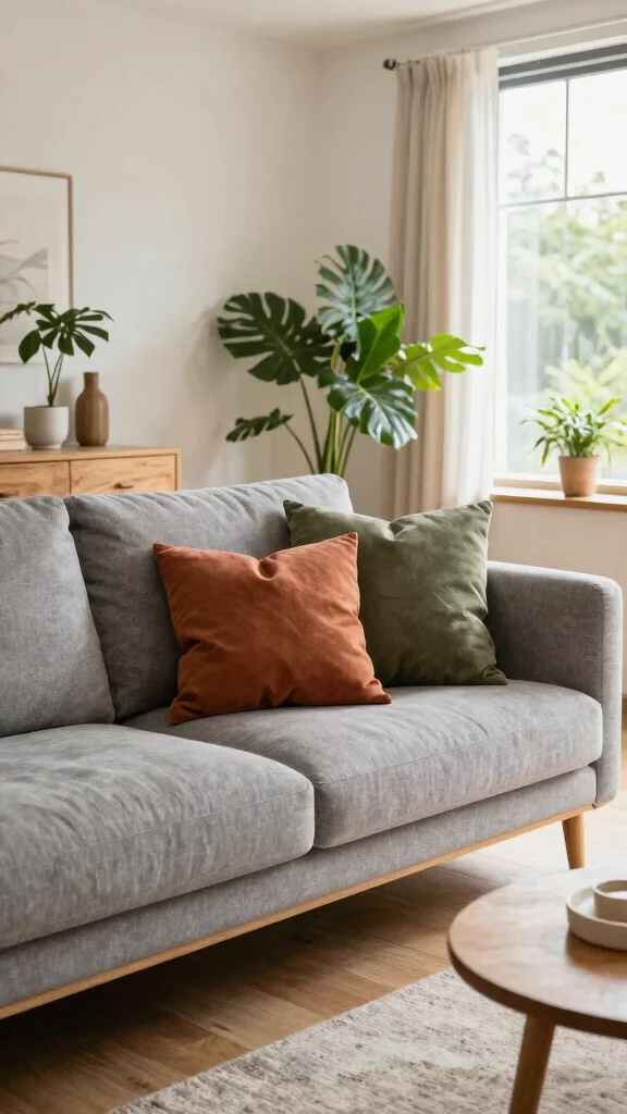 12 Grey Couch Living Room Ideas for a Versatile Polished Space - 7. Earthy Color Palette 1