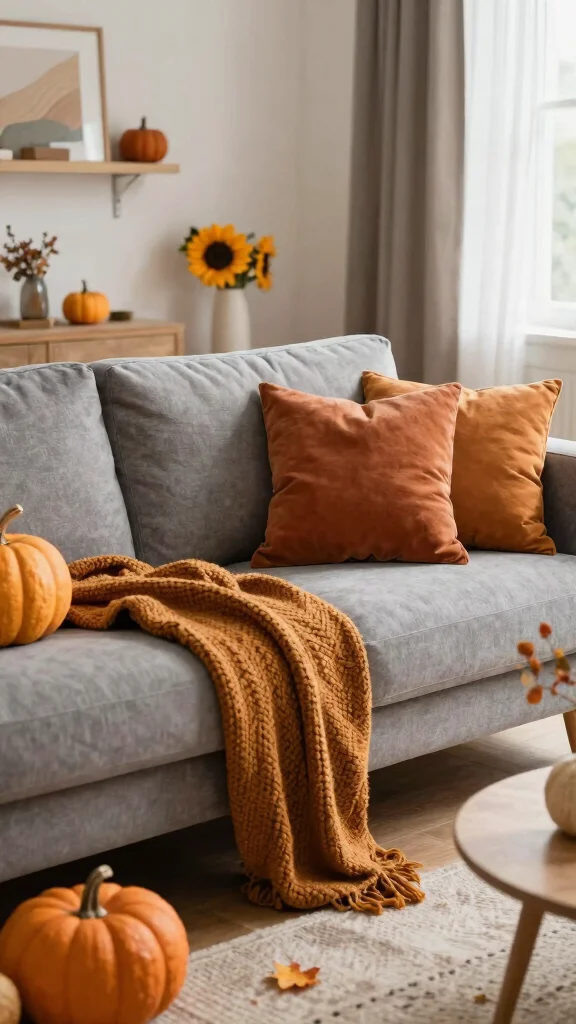12 Grey Couch Living Room Ideas for a Versatile Polished Space - 9. Seasonal Decor Changes 1