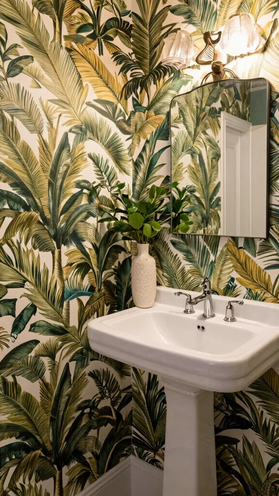 12 Half Bath Ideas for a Small Space With Big Style Impact - 1. Bold Wallpaper for a Statement Wall 1