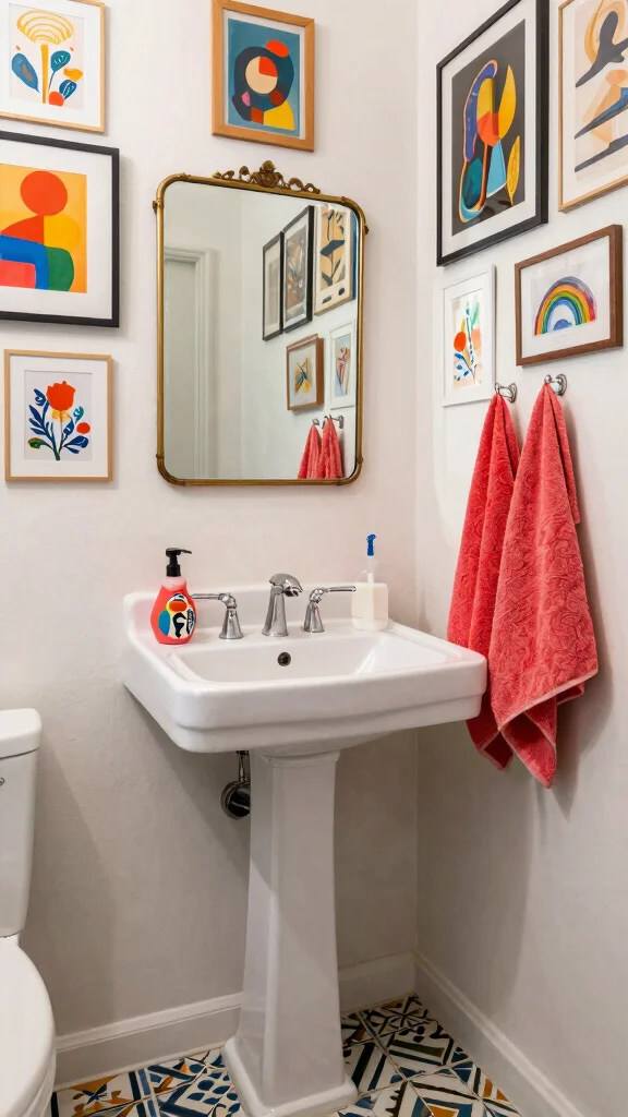 12 Half Bath Ideas for a Small Space With Big Style Impact - 6. Artistic Eclectic Decor 1