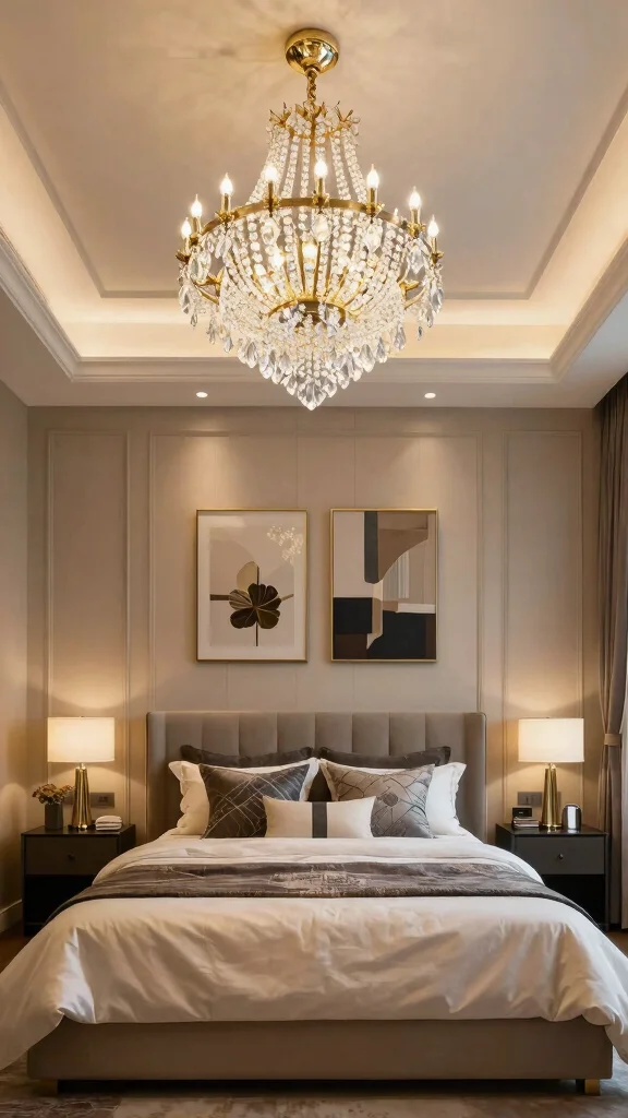 12 High Ceiling Bedroom Ideas for a Grand Luxurious Sleep Space - 2. Statement Lighting Fixtures 1