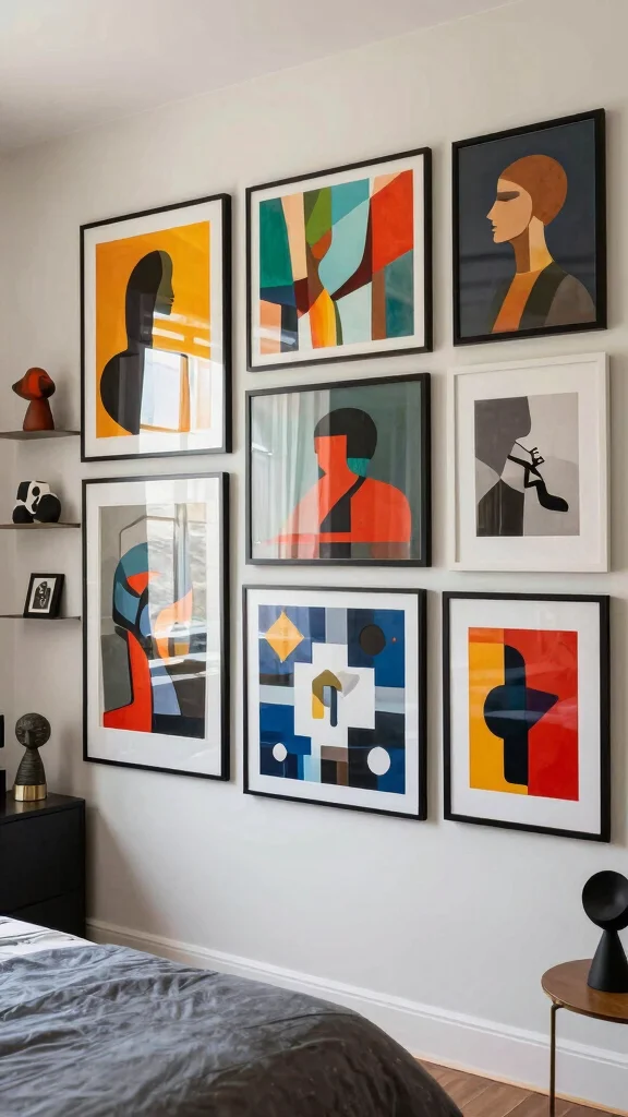 12 High Ceiling Bedroom Ideas for a Grand Luxurious Sleep Space - 4. Bold Wall Art and Décor 1