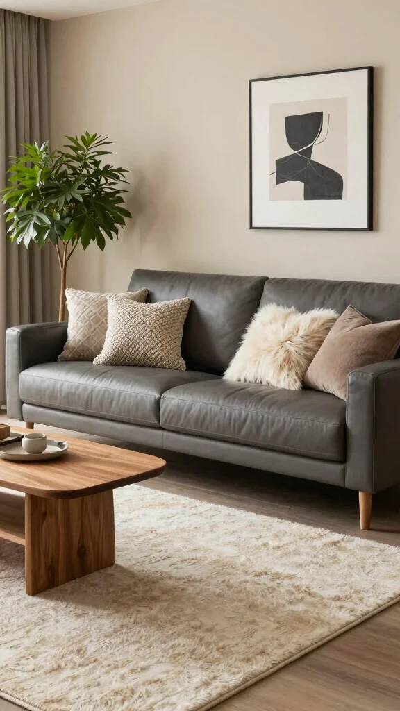 12 Leather Couch Living Room Ideas for a Warm Sophisticated Interior - 1. Embrace Neutral Tones 1