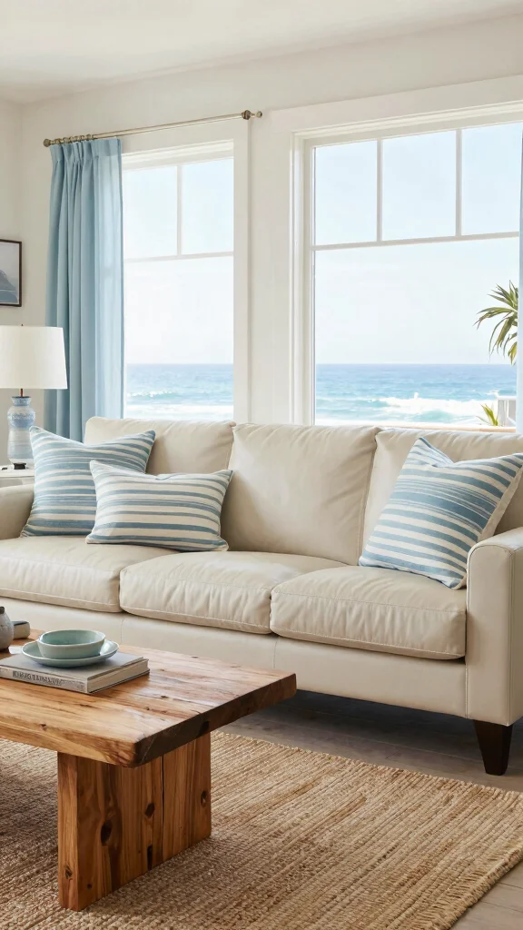 12 Leather Couch Living Room Ideas for a Warm Sophisticated Interior - 11. Coastal Charm 1
