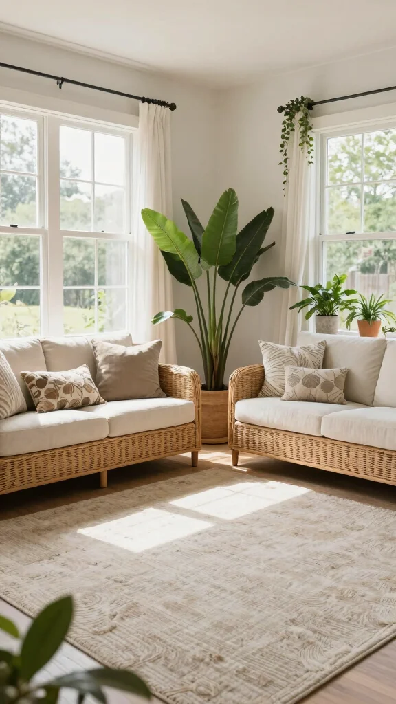 12 Living Room 2-Couch Layout Ideas for a Balanced Symmetrical Space - 10. Outdoor-Inspired Living Rooms with Two Couches 1